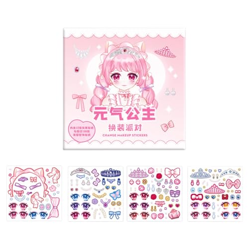 Buerfu Wunderschönes Prinzessinnen-Sticker-Spielzeug, handgemachtes Sticker-Spielzeug,Kinder Prinzessin Make-up verkleiden | Ergänzende Notizbücher und Tagebücher für Kinder für Zuhause und den von Buerfu