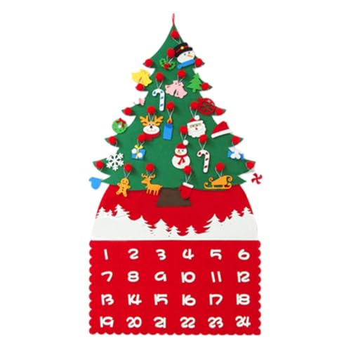 Filz Weihnachten a-dvent Kalender, Weihnachtsbaum Countdown Kalender, 24 Tage d-iy Weihnachtsbaumschmuck Hängender a-dvent Kalender für Zuhause Weihnachtsdekoration von Buerfu