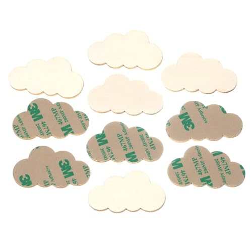 Bütic GmbH Holz Wolken V1 1-10cm selbstklebend ideal als Wanddeko zum Basteln und bemalen, Größe:Wolken 1cm breit, Pack mit:10 Stück von Bütic GmbH