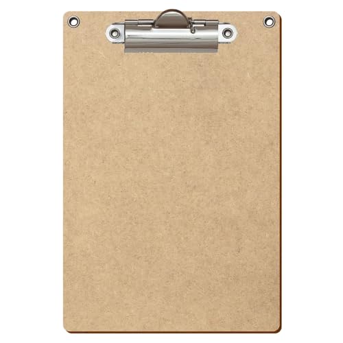 Bütic HDF/MDF Klemmbrett Standardform für DIN A3 A4 A5 A6 Clipboard mit 2 Ösen aus 3mm starkem HDF, Format:A6 hoch, Klemme:Zahnklemme silber von Bütic GmbH