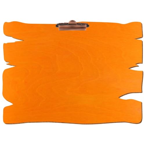 Bütic Holz Klemmbrett Holzbrettform - Orange - für DIN A3 A4 A5 A6 aus 3 mm Birkensperrholz und mit widerstandsfähigem Klarlack versiegelt, Format:A3 quer, Klemme:Zahnklemme Kupfer von Bütic GmbH