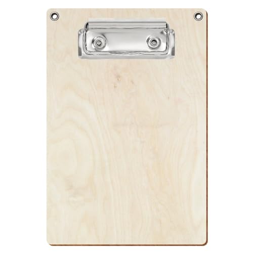 Bütic Holz Klemmbrett Standardform - Birke natur - für A3 A4 A5 A6 mit Aufhängeösen, Format:A6 hoch, Klemme:Bügelklemme silber von Bütic GmbH