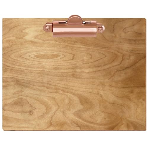 Bütic Holz Klemmbrett Standardform - Birke rustikal - für A3 A4 A5 A6, Format:A6 quer, Klemme:Zahnklemme rosegold von Bütic GmbH