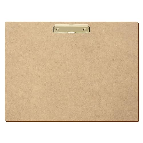 Bütic HDF/MDF Klemmbrett Standardform für DIN A3 A4 A5 A6 Clipboard aus 3mm starkem HDF, Format:A3 quer, Klemme:Bügelklemme gold von Bütic GmbH