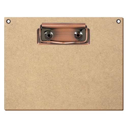 Bütic Holz MDF/HDF Klemmbrett Standardform für A3 A4 A5 A6 mit Aufhängeösen, Format:A6 quer, Klemme:Bügelklemme Kupfer von Bütic GmbH