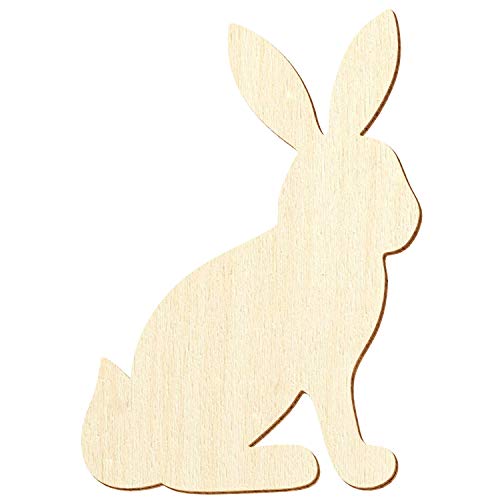 Holz Häschen Hase sitzend V1-3-50cm Streudeko Basteln Deko Wanddeko, Größe:10cm, Pack mit:50 Stück von Bütic GmbH