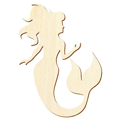 Holz Mermaid Meerjungfrau V1-3-50cm Höhe - Deko Zuschnitte Größenauswahl, Größe:25cm, Pack mit:1 Stück von Bütic GmbH