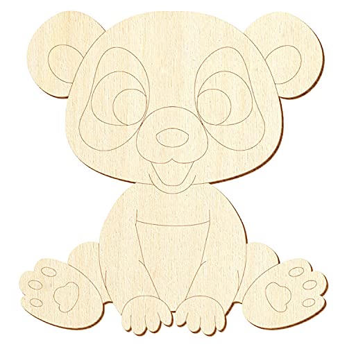 Holz Pandabär V3 - Deko Basteln 5-50cm, Pack mit:10 Stück, Höhe:11cm hoch von Bütic GmbH