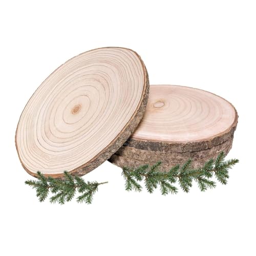 Bueyrfrq Satz mit (4) 8-9 Großen Holzscheiben, Holzscheiben für Tafelaufsätze, für Tische, Holzkreise für Rustikale Hochzeiten, DIY-Bastelarbeiten von Bueyrfrq