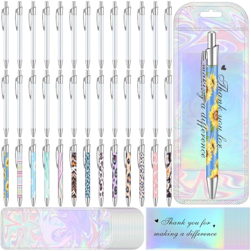 Bueyrfrq Sublimationsstift-Set, Sublimationsstift-Rohling mit Wiederverschließbarem Beutel und Dankeskarte, Sublimations-Kugelschreiber für die Schule von Bueyrfrq