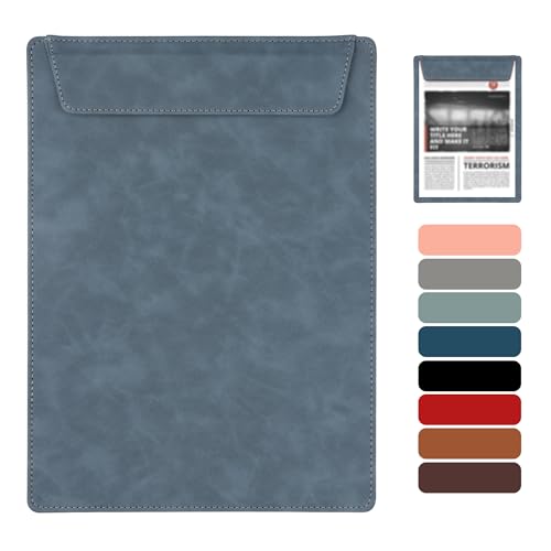 Buffmger Stilvolles Leder-Denim-Klemmbrett mit magnetischem Klemmbrett – hochwertiges Leder-Klemmbrett – farbenfrohes und langlebiges A4-Klemmbrett für Meetings und Unterschriften, 22,9 x 30,5 cm von Buffmger