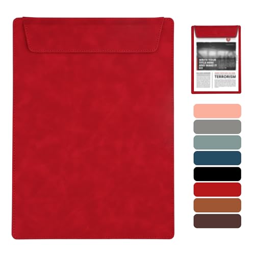 Buffmger Stilvolles rotes Leder-Klemmbrett mit magnetischem Klemmbrett – hochwertiges Leder-Klemmbrett – farbenfrohes und langlebiges A4-Klemmbrett für Meetings und Unterschriften, 22,9 x 30,5 cm von Buffmger