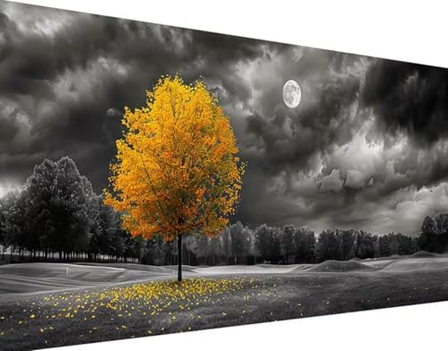 5D Diamond Painting Baum Diamond Art Mond Diamant Painting Bilder, Diamond Painting Erwachsene Groß XXL 100x200cm Round Drill Diamond Painting Set für Wohnzimmer Schlafzimmer Wanddeko Geschenk 4-H von Bugufen