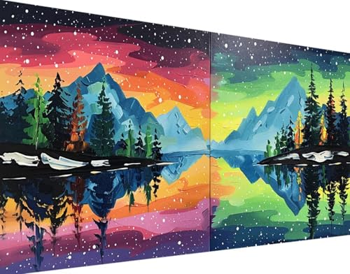 5D Diamond Painting Berg Diamond Art Landschaft Diamant Painting Bilder, Diamond Painting Erwachsene Groß XXL 40x80cm Round Diamond Painting Set für Wohnzimmer Schlafzimmer Wanddeko Geschenk 9-1 von Bugufen