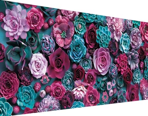 5D Diamond Painting Blume Diamond Art Blume Diamant Painting Bilder, Diamond Painting Erwachsene Groß XXL 60x120cm, Quadrat Diamond Painting Set für Wohnzimmer Schlafzimmer Wanddeko Geschenk p-8 von Bugufen