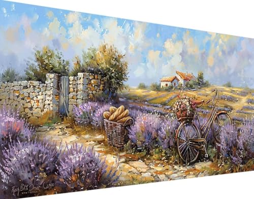 5D Diamond Painting Blume Diamond Art Lavendel Diamant Painting Bilder, Diamond Painting Erwachsene Groß XXL 30x60cm Quadrat Diamond Painting Set für Wohnzimmer Schlafzimmer Wanddeko Geschenk 3-3 von Bugufen