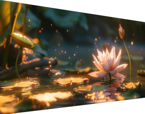 5D Diamond Painting Blume Diamond Art Lotus Diamant Painting Bilder, Diamond Painting Erwachsene Groß XXL 30x60cm Round Drill Diamond Painting Set für Wohnzimmer Schlafzimmer Wanddeko Geschenk 1-0 von Bugufen