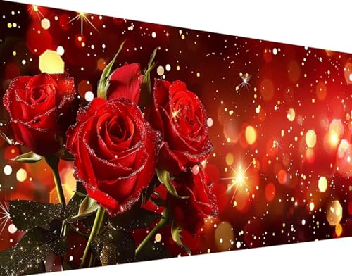 5D Diamond Painting Blume Diamond Art Rose Diamant Painting Bilder, Diamond Painting Erwachsene Groß XXL 100x200cm Round Drill Diamond Painting Set für Wohnzimmer Schlafzimmer Wanddeko Geschenk 0-H von Bugufen