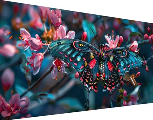 5D Diamond Painting Blume Diamond Art Schmetterling Diamant Painting Bilder, Diamond Painting Erwachsene Groß XXL 40x80cm Quadrat Diamond Painting Set für Wohnzimmer Schlafzimmer Wanddeko Geschenk 7-5 von Bugufen