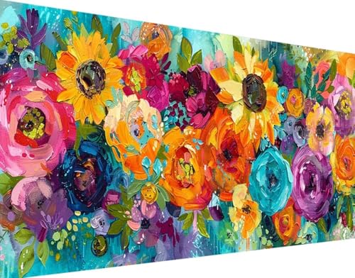 5D Diamond Painting Blume Diamond Art Sonnenblume Diamant Painting Bilder, Diamond Painting Erwachsene Groß XXL 40x80cm Quadrat Diamond Painting Set für Wohnzimmer Schlafzimmer Wanddeko Geschenk v-9 von Bugufen