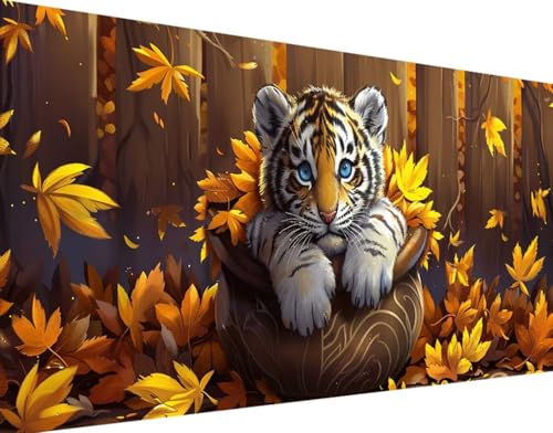 5D Diamond Painting Blume Diamond Art Tiger Diamant Painting Bilder, Diamond Painting Erwachsene Groß XXL 100x200cm Quadrat Diamond Painting Set für Wohnzimmer Schlafzimmer Wanddeko Geschenk q-7 von Bugufen