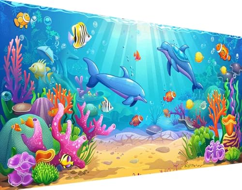 5D Diamond Painting Delphin Diamond Art Koralle Diamant Painting Bilder, Diamond Painting Erwachsene Groß XXL 30x60cm Quadrat Diamond Painting Set für Wohnzimmer Schlafzimmer Wanddeko Geschenk q-X von Bugufen