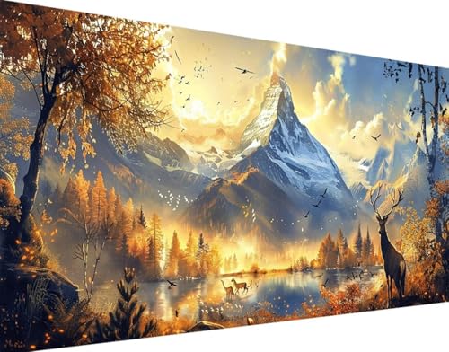 5D Diamond Painting Fallen Diamond Art Landschaft Diamant Painting Bilder, Diamond Painting Erwachsene Groß XXL 70x140cm Round Diamond Painting Set für Wohnzimmer Schlafzimmer Wanddeko Geschenk h-9 von Bugufen