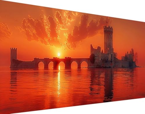 5D Diamond Painting Fallen Diamond Art Sonnenuntergang Diamant Painting Bilder, Diamond Painting Erwachsene Groß XXL 100x200cm Round Diamond Painting Set, Wohnzimmer Schlafzimmer Wanddeko Geschenk 5-Z von Bugufen