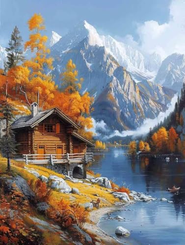 5D Diamond Painting Herbst Diamond Art Landschaft Diamant Painting Bilder, Diamond Painting Erwachsene Klein 30x40cm Runden Diamond Painting Set für Wohnzimmer Schlafzimmer Wanddeko Geschenk k-16 von Bugufen