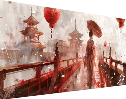 5D Diamond Painting Japanische Frau Diamond Art Japan Diamant Painting Bilder, Diamond Painting Erwachsene Groß XXL 30x60cm Quadrat Diamond Painting Set, Wohnzimmer Schlafzimmer Wanddeko Geschenk 9-O von Bugufen