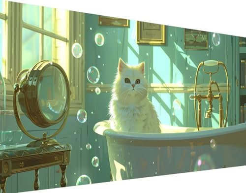 5D Diamond Painting Katze Diamond Art Tier Diamant Painting Bilder, Diamond Painting Erwachsene Groß XXL 100x200cm, Quadrat Diamond Painting Set für Wohnzimmer Schlafzimmer Wanddeko Geschenk 7-N von Bugufen