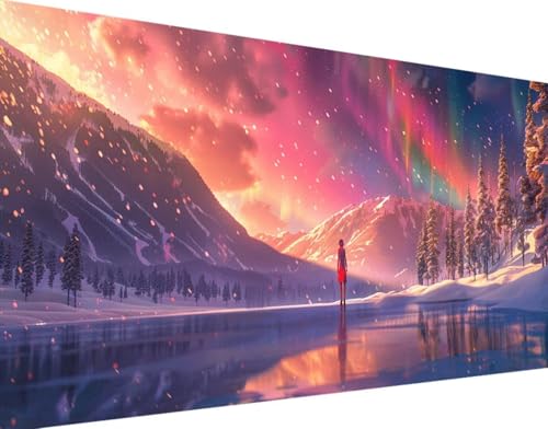 5D Diamond Painting Landschaft Diamant Painting Bilder Set, Aurora Diamond Painting Erwachsene Kinder DIY Quadrat Kristall Strass Cross Stickerei Basteln Painting Set, Home Wand Décor 100x200cm c-n von Bugufen