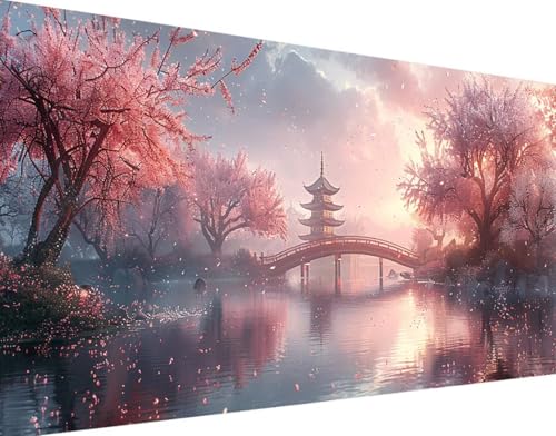 5D Diamond Painting Landschaft Diamant Painting Bilder Set, Japan Diamond Painting Erwachsene Kinder DIY Round Kristall Strass Cross Stickerei Basteln Painting Set, für Home Wand Décor 40x80cm 9-6 von Bugufen