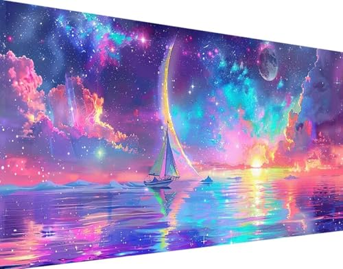 5D Diamond Painting Landschaft Diamant Painting Bilder Set, Regenbogen Diamond Painting Erwachsene Kinder DIY Quadrat Kristall Strass Cross Stickerei Basteln Painting Set, Home Wand Décor 30x60cm e-2 von Bugufen