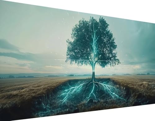 5D Diamond Painting Landschaft Diamond Art Baum Diamant Painting Bilder, Diamond Painting Erwachsene Groß XXL 70x140cm Quadrat Diamond Painting Set für Wohnzimmer Schlafzimmer Wanddeko Geschenk 5-T von Bugufen