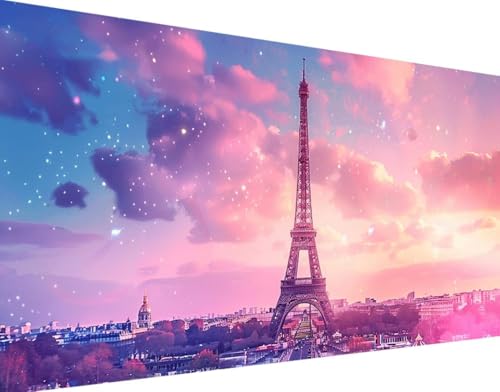 5D Diamond Painting Landschaft Diamond Art Eiffelturm Diamant Painting Bilder, Diamond Painting Erwachsene Groß XXL 80x160cm Round Diamond Painting Set, Wohnzimmer Schlafzimmer Wanddeko Geschenk 5-9 von Bugufen