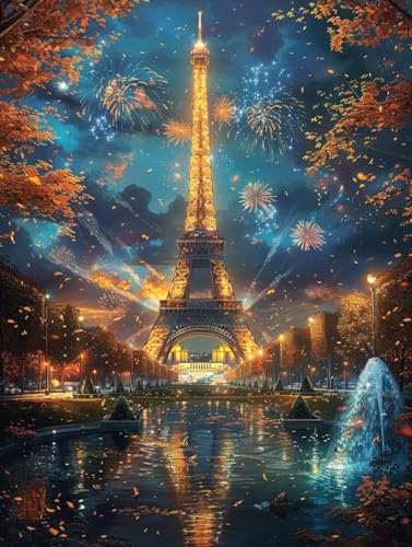 5D Diamond Painting Landschaft Diamond Art Eiffelturm Diamant Painting Bilder, Diamond Painting Erwachsene Klein 30x40cm Quadrat Diamond Painting Set für Wohnzimmer Schlafzimmer Wanddeko Geschenk m-Z1 von Bugufen