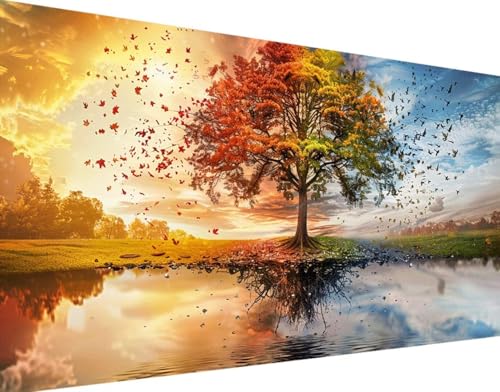 5D Diamond Painting Landschaft Diamond Art Herbst Diamant Painting Bilder, Diamond Painting Erwachsene Groß XXL 30x60cm Quadrat Diamond Painting Set für Wohnzimmer Schlafzimmer Wanddeko Geschenk p-P von Bugufen