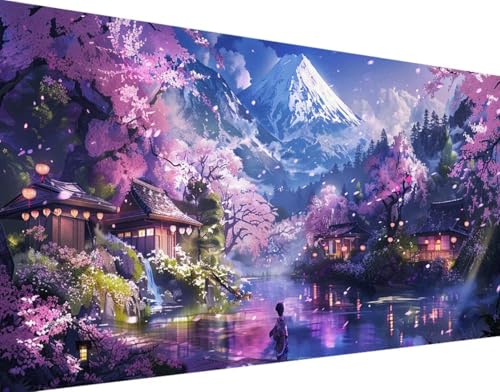 5D Diamond Painting Landschaft Diamond Art Japan Diamant Painting Bilder, Diamond Painting Erwachsene Groß XXL 30x60cm Quadrat Diamond Painting Set für Wohnzimmer Schlafzimmer Wanddeko Geschenk 5-4 von Bugufen