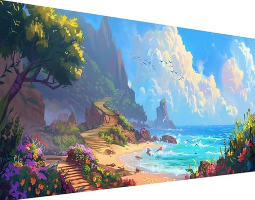 5D Diamond Painting Landschaft Diamond Art Ozean Diamant Painting Bilder, Diamond Painting Erwachsene Groß XXL 30x60cm Quadrat Diamond Painting Set für Wohnzimmer Schlafzimmer Wanddeko Geschenk 1-0 von Bugufen