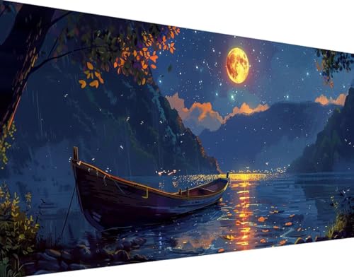 5D Diamond Painting Mond Diamond Art Landschaft Diamant Painting Bilder, Diamond Painting Erwachsene Groß XXL 100x200cm Round Diamond Painting Set für Wohnzimmer Schlafzimmer Wanddeko Geschenk t-I von Bugufen