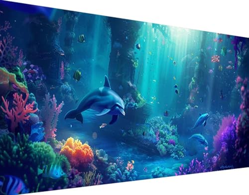 5D Diamond Painting Ozean Diamond Art Delphin Diamant Painting Bilder, Diamond Painting Erwachsene Groß XXL 30x60cm Quadrat Diamond Painting Set für Wohnzimmer Schlafzimmer Wanddeko Geschenk v-J von Bugufen