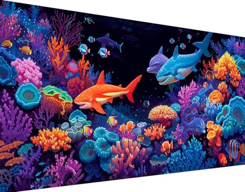 5D Diamond Painting Ozean Diamond Art Fisch Diamant Painting Bilder, Diamond Painting Erwachsene Groß XXL 100x200cm Quadrat Diamond Painting Set für Wohnzimmer Schlafzimmer Wanddeko Geschenk t-V von Bugufen