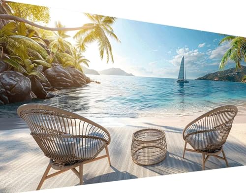 5D Diamond Painting Ozean Diamond Art Landschaft Diamant Painting Bilder, Diamond Painting Erwachsene Groß XXL 100x200cm Quadrat Diamond Painting Set für Wohnzimmer Schlafzimmer Wanddeko Geschenk n-5 von Bugufen