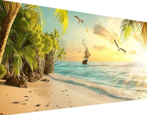 5D Diamond Painting Ozean Diamond Art Strand Diamant Painting Bilder, Diamond Painting Erwachsene Groß XXL 100x200cm Quadrat Diamond Painting Set für Wohnzimmer Schlafzimmer Wanddeko Geschenk f-B von Bugufen