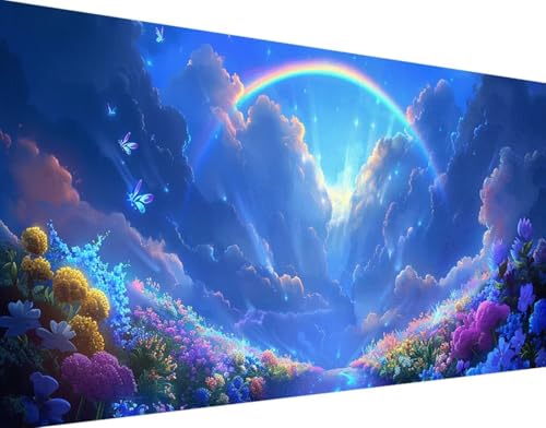 5D Diamond Painting Regenbogen Diamond Art Landschaft Diamant Painting Bilder, Diamond Painting Erwachsene Groß XXL 40x80cm Quadrat Diamond Painting Set, Wohnzimmer Schlafzimmer Wanddeko Geschenk y-F von Bugufen