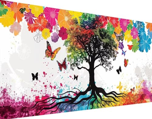 5D Diamond Painting Schmetterling Diamond Art Baum Diamant Painting Bilder, Diamond Painting Erwachsene Groß XXL 30x60cm Quadrat Diamond Painting Set für Wohnzimmer Schlafzimmer Wanddeko Geschenk 3-2 von Bugufen