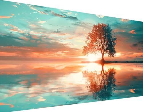 5D Diamond Painting Sonnenuntergang Diamond Art Landschaft Diamant Painting Bilder, Diamond Painting Erwachsene Groß XXL 80x160cm Quadrat Diamond Painting Set für Wohnzimmer Schlafzimmer Wanddeko 4-4 von Bugufen