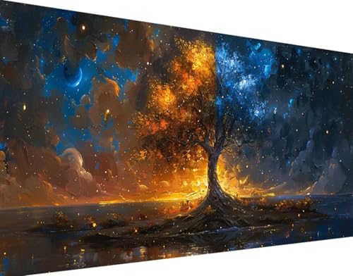 5D Diamond Painting Sternenhimmel Diamond Art Baum Diamant Painting Bilder, Diamond Painting Erwachsene Groß XXL 60x120cm Round Diamond Painting Set für Wohnzimmer Schlafzimmer Wanddeko Geschenk 1-I von Bugufen