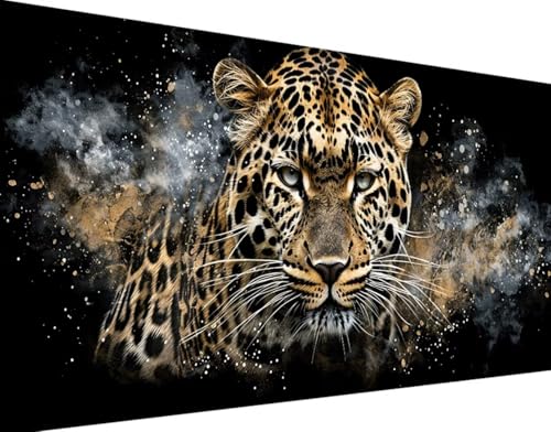 5D Diamond Painting Tier Diamond Art Leopard Diamant Painting Bilder, Diamond Painting Erwachsene Groß XXL 30x60cm Round Drill Diamond Painting Set für Wohnzimmer Schlafzimmer Wanddeko Geschenk k-T von Bugufen